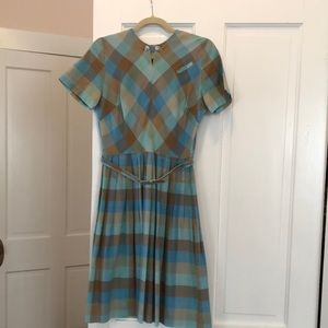 Vintage 1960s plaid dress with belt